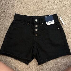 Old Navy Black High-Rise Button-Front Denim Shorts